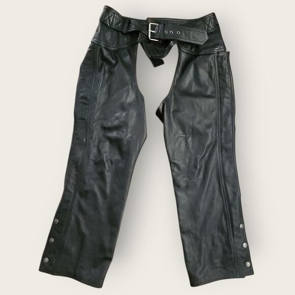 Harley-Davidson Pants - Harley Davidson Leather Chaps Women's M-L Bootleg Adjustable Zip Legs W/ Snap